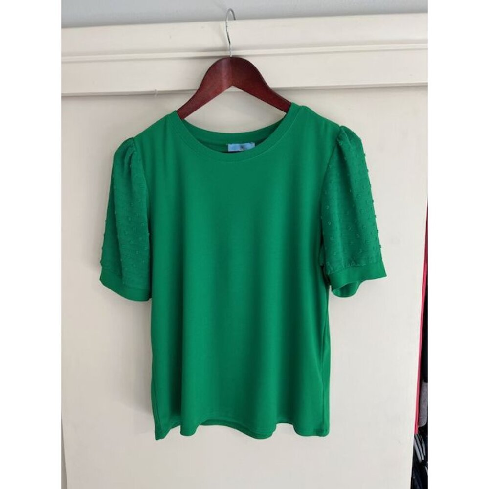 Cece Puff Sleeve Mixed Media Top